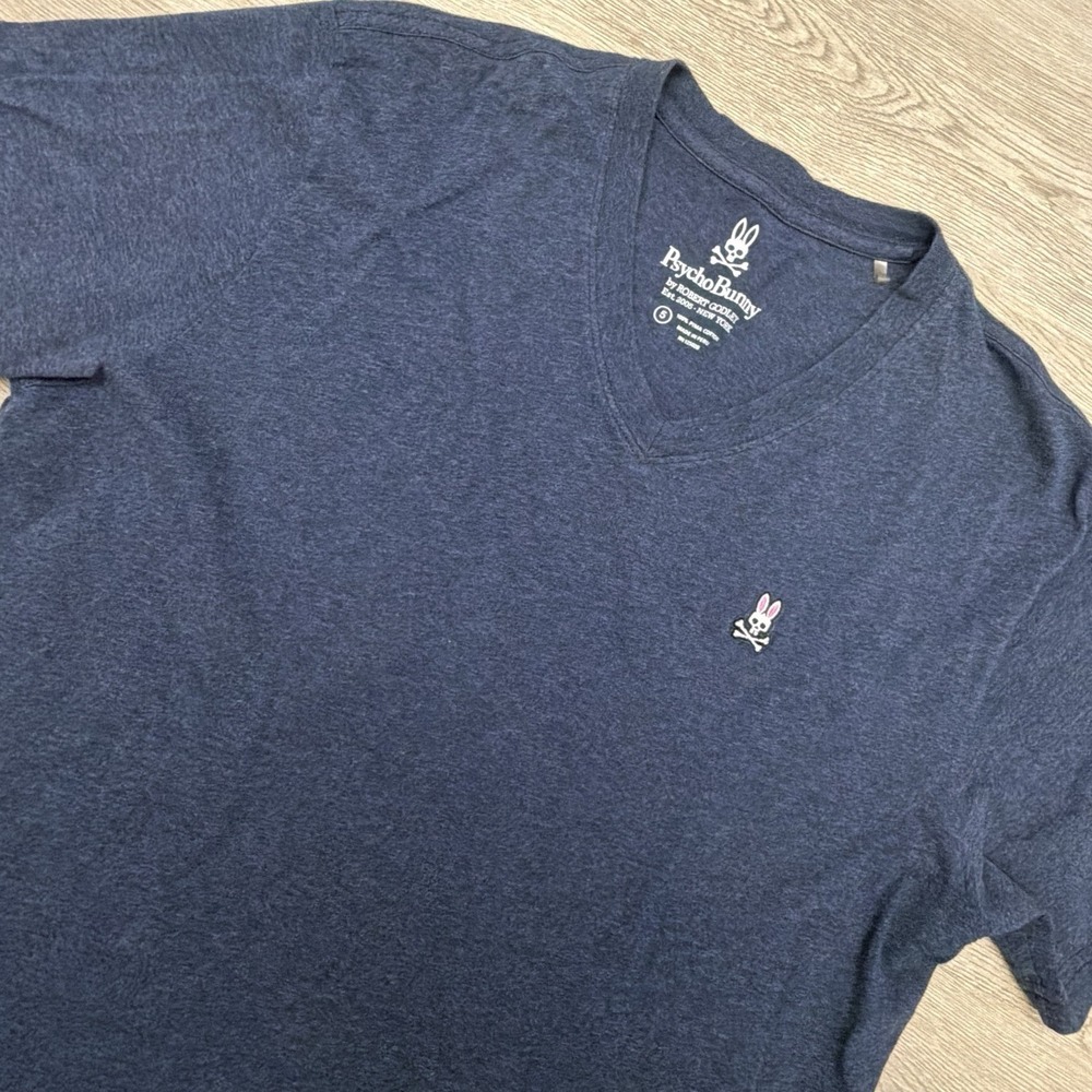 Psycho Bunny T Shirt Mens M Navy Pima Cotton V Neck Embroidered Logo